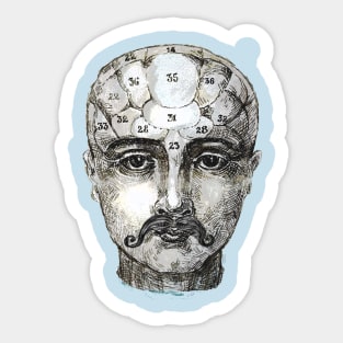 Phrenology handlebar moustache Sticker